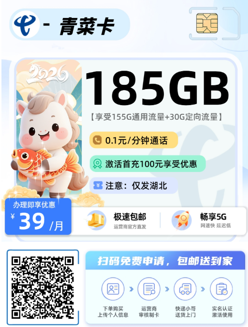 2026年(最新)湖北流量卡推荐高性价比，联通移动电信广电卡