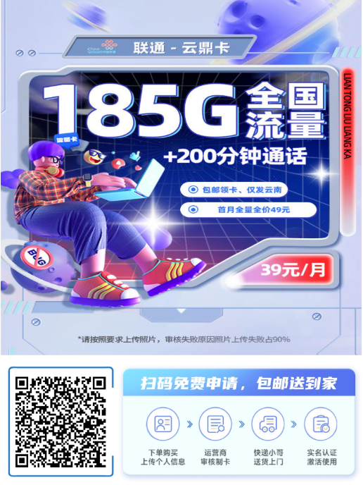 2026年推荐2款云南流量卡：联通云鼎卡、联通云影卡，高性价比