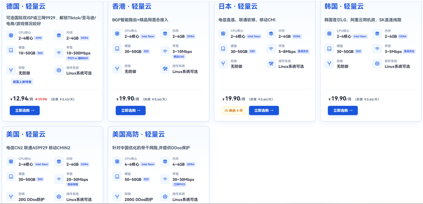 【HKGServer】服务器低至12元/月，20G/200G防御，可选香港/美国/德国/韩国